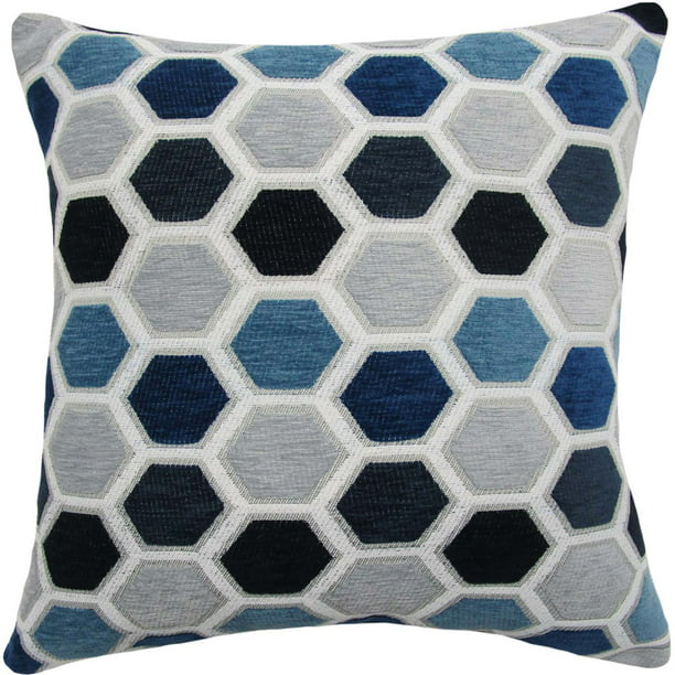 Set of 2 Patio Indoor/Outdoor All Weather Decorative Throw Pillow 18 x 18, Blue Flowers 